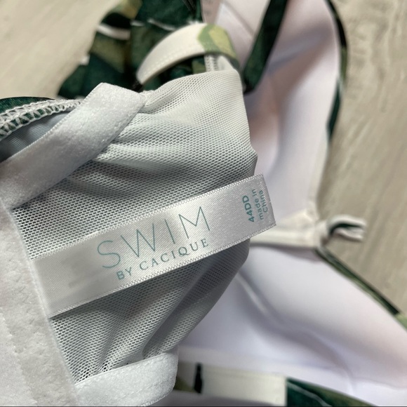 Cacique Swim NWT Eco Friendly Longline Underwire Palm Print Swim Top Size 44DD - Picture 6 of 9